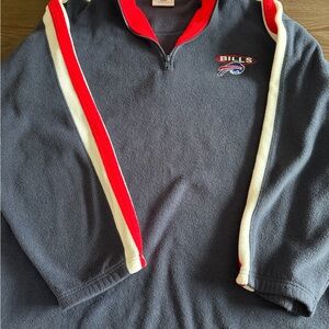NFL Gray Fleece Quarter-Zip Pullover with Red & Cream Stripes